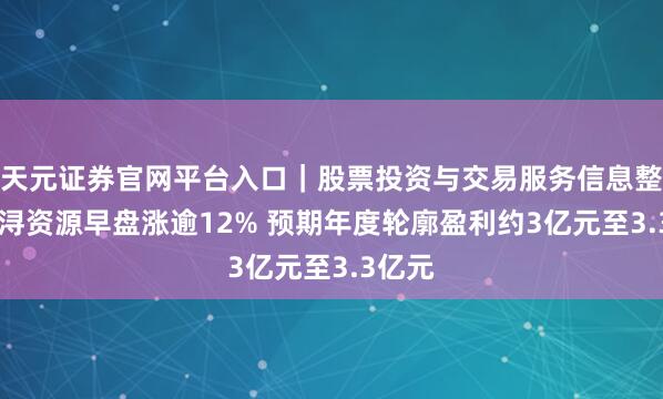 天元证券官网平台入口｜股票投资与交易服务信息整理 金浔资源早盘涨逾12% 预期年度轮廓盈利约3亿元至3.3亿元